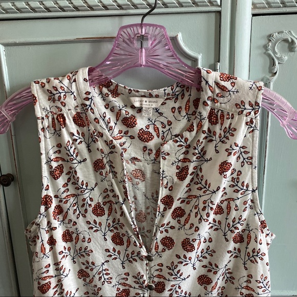 Lucky Top Sleeveless V-Neck Print Sz S Crop Top - Picture 5 of 15